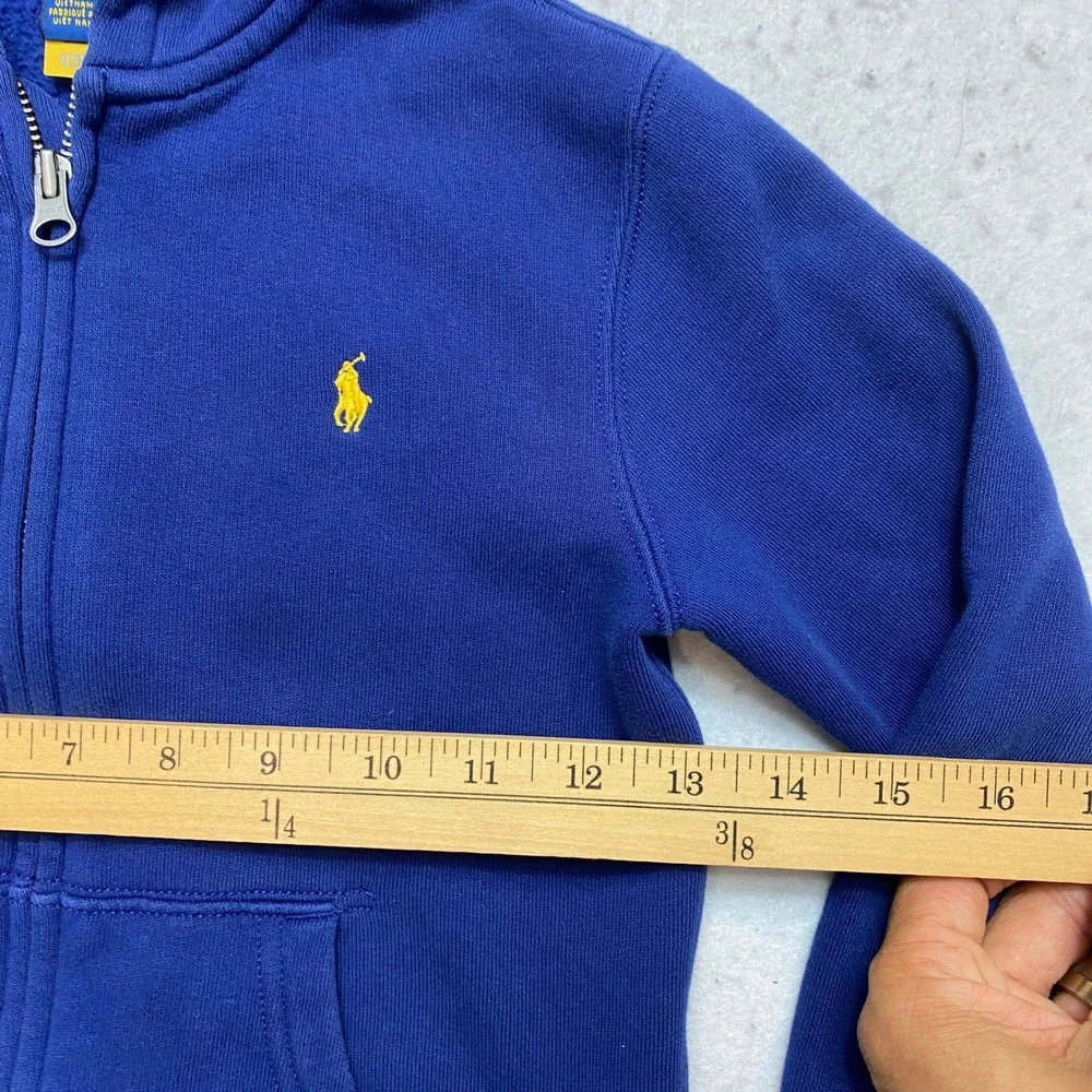 Polo Ralph Lauren Hoodie Kids 6 Blue Yellow Pony Full Zip